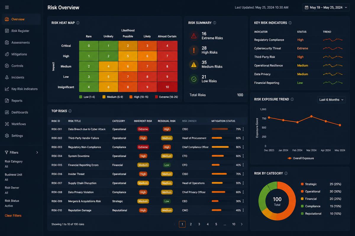 Interface representativa da solução X4Risk do ecossistema X4Plan